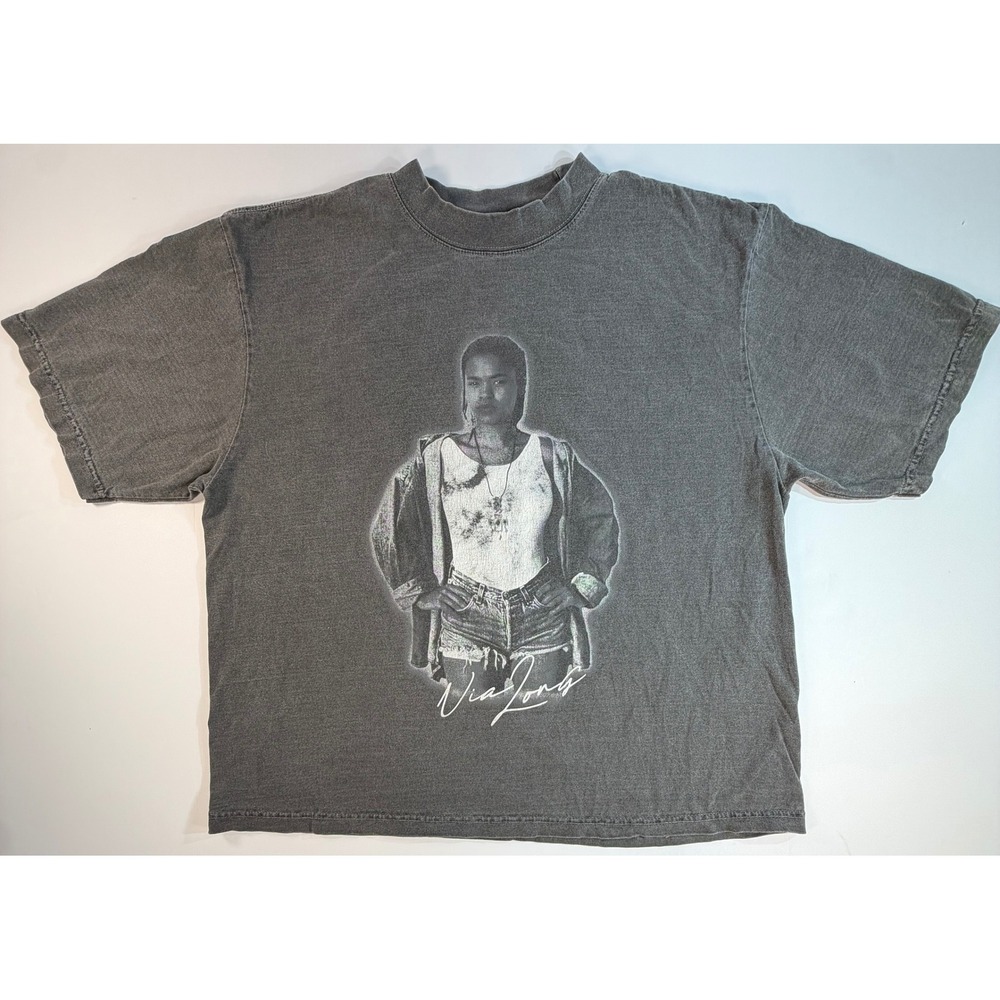 Golden Hour Nia Long Graphic Tee Charcoal Gray Mineral Wash Boxy T-Shirt Small